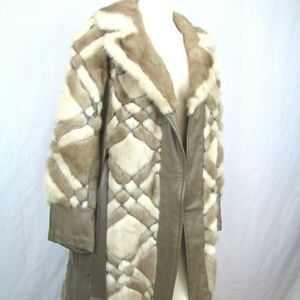 Vintage HALLE'S Fur Patch Quilt Wrap Coat w/ Belt